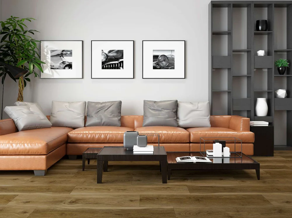 Noor Caramel luxury vinyl plank color detail
