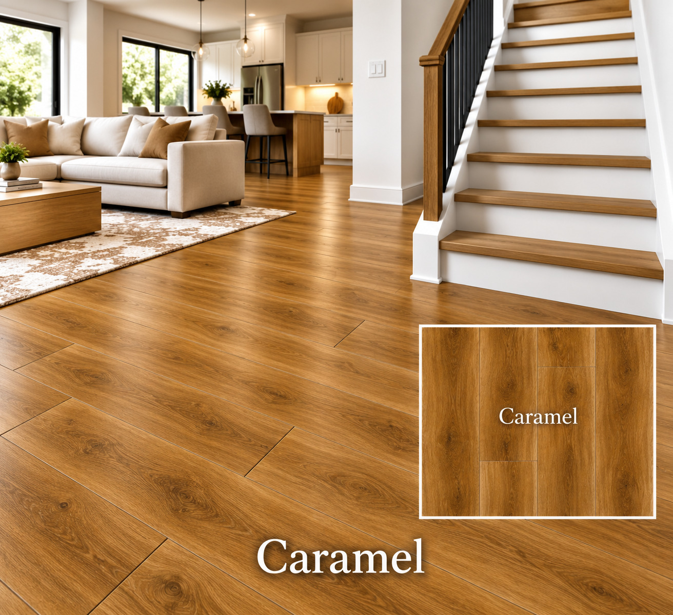 Noor Caramel luxury vinyl plank color detail